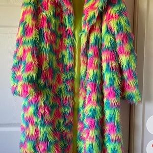 Club exx faux fur rainbow coat